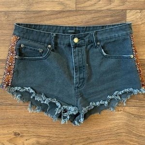 Side-Stitched Denim Cut Offs